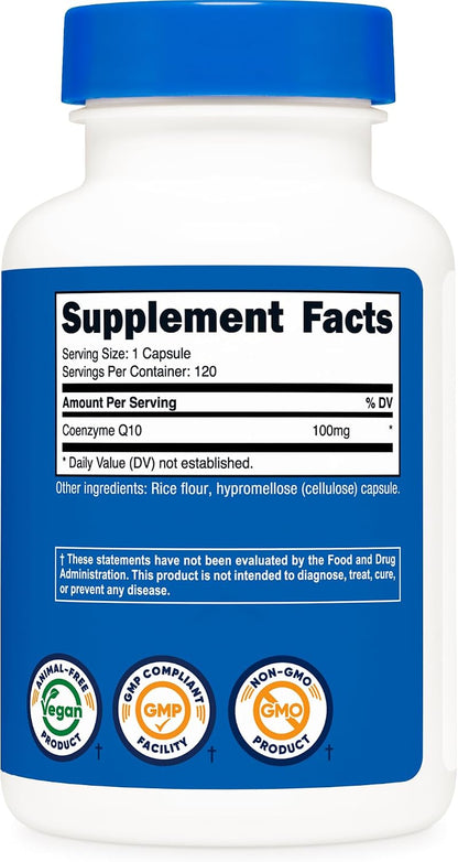 Nutricost CoQ10 100mg, 120 Vegetarian Capsules, 120 Servings - High Absorption, Vegetarian, Non-GMO, Coenzyme Q10 - PrimeBioHealth - canada supplements