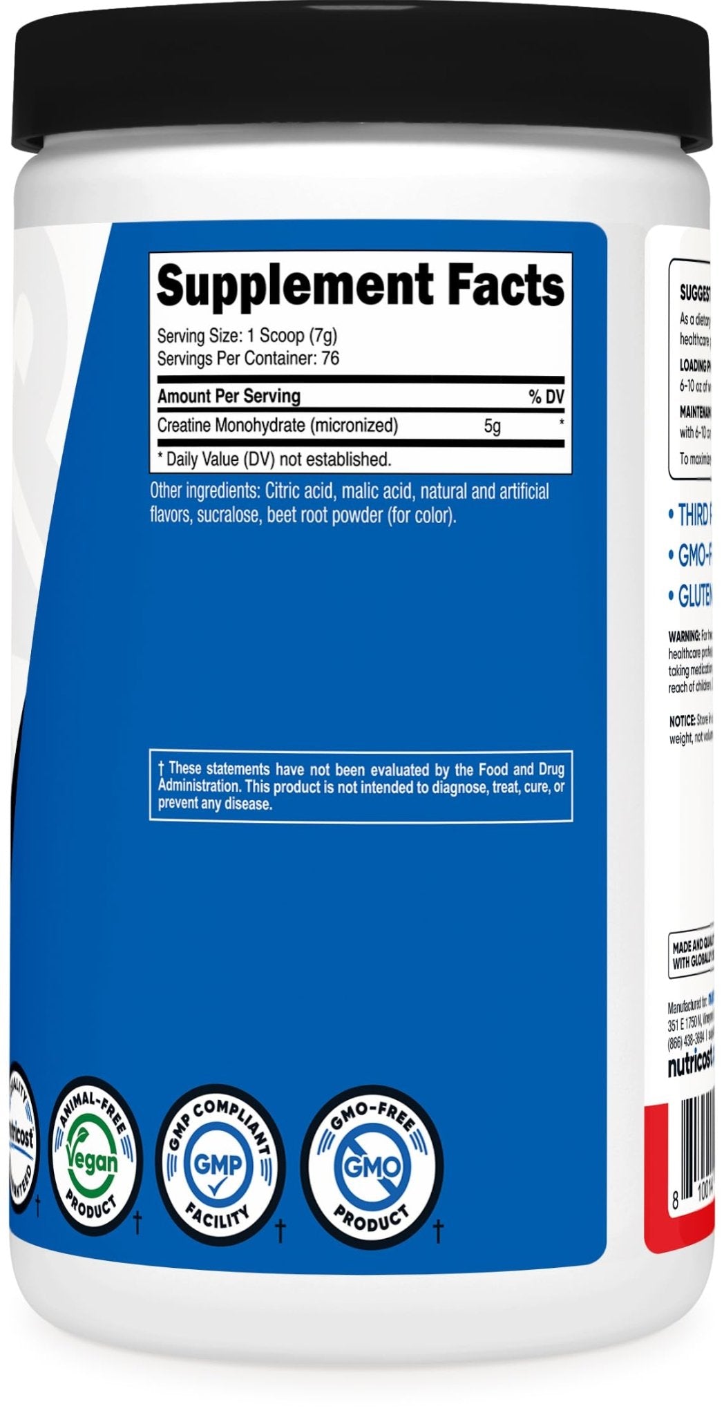 Nutricost Creatine Monohydrate Micronized Powder 500G, 5000mg Per Serv (5g) - 100 Servings, 17.9 Oz - PrimeBioHealth - canada supplements