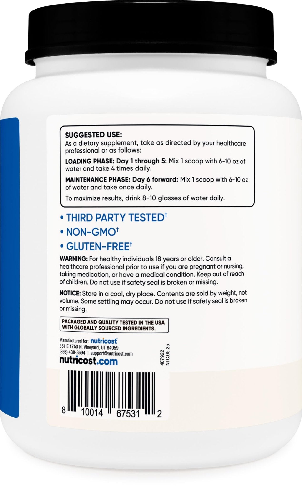 Nutricost Creatine Monohydrate Micronized Powder 500G, 5000mg Per Serv (5g) - 100 Servings, 17.9 Oz - PrimeBioHealth - canada supplements