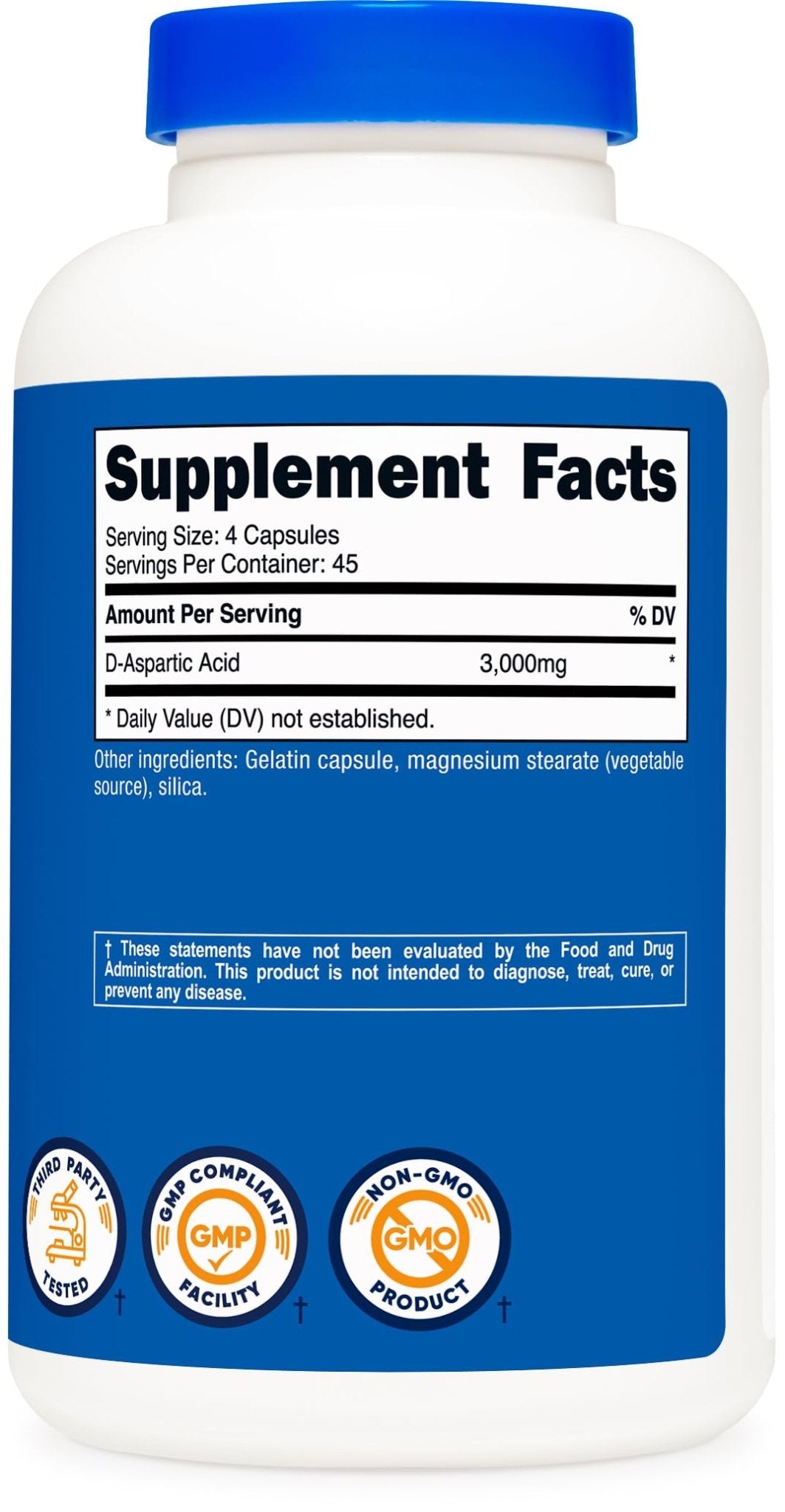 Nutricost D-Aspartic Acid (DAA) Capsules 3000mg Per Serving (180 Capsules) - Non-GMO - PrimeBioHealth - canada supplements