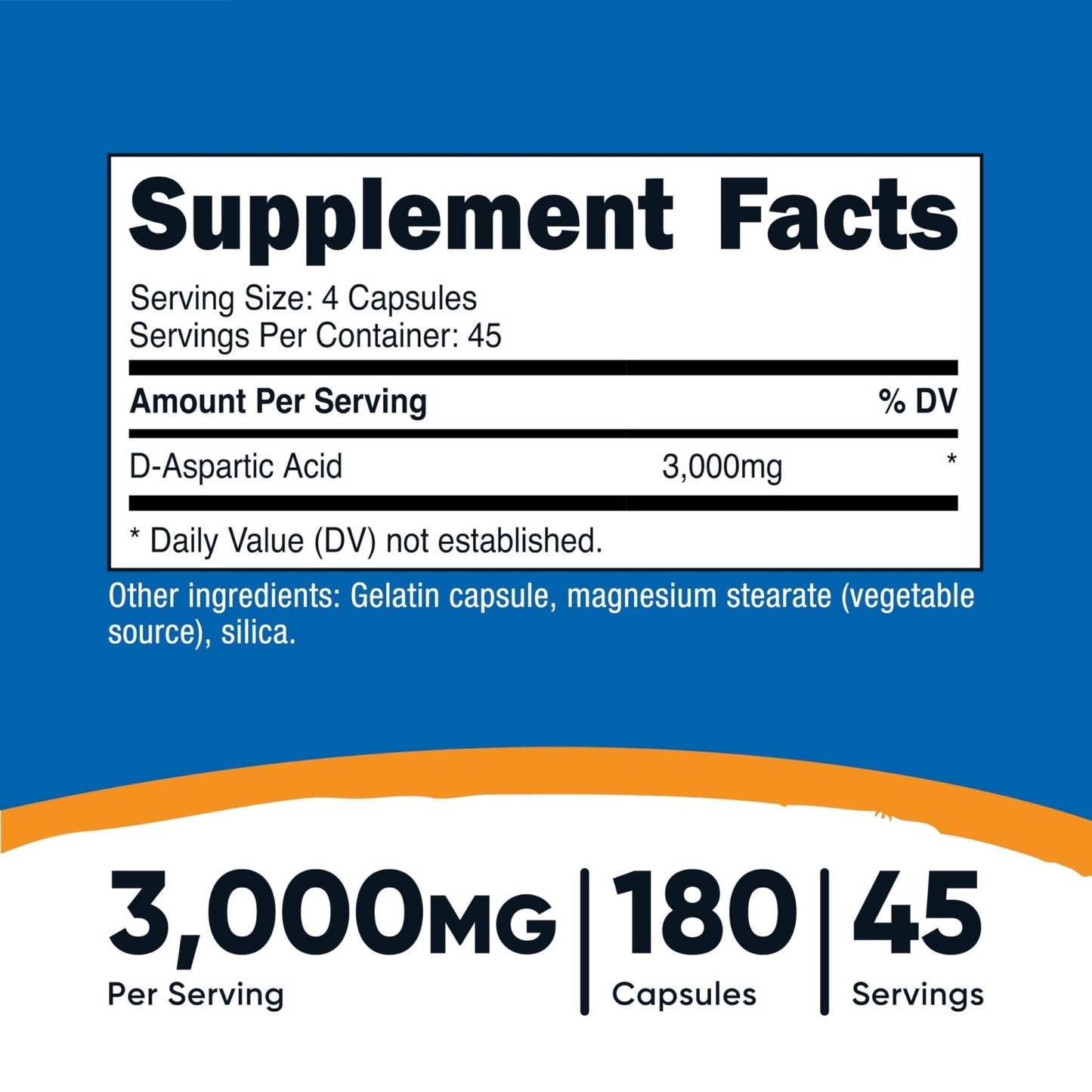 Nutricost D-Aspartic Acid (DAA) Capsules 3000mg Per Serving (180 Capsules) - Non-GMO - PrimeBioHealth - canada supplements