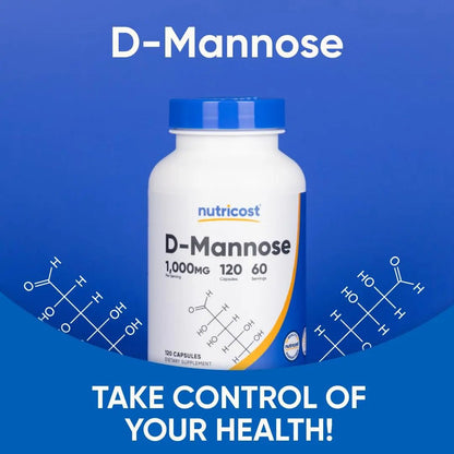 Nutricost D-Mannose 1000mg Per Serving, 120 Capsules - 500mg Per Capsule, Urinary Tract Health, Non-GMO and Gluten Free (Pack of 2) - PrimeBioHealth - canada supplements