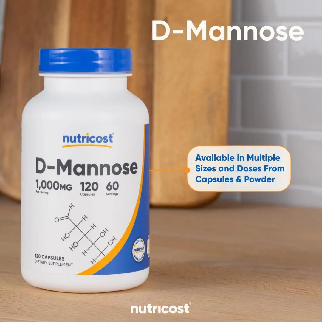 Nutricost D-Mannose 1000mg Per Serving, 120 Capsules - 500mg Per Capsule, Urinary Tract Health, Non-GMO and Gluten Free (Pack of 2) - PrimeBioHealth - canada supplements