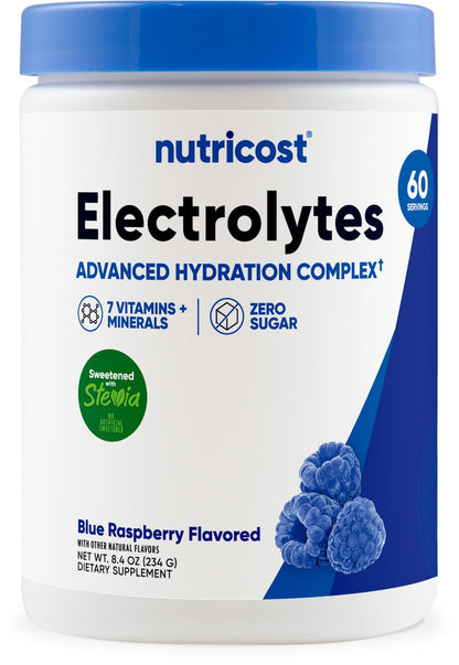Nutricost Electrolyte Complex Powder (60 Servings, Blue Raspberry) - Hydration Supplement Drink Mix with Vitamins and Minerals - PrimeBioHealth - canada supplements