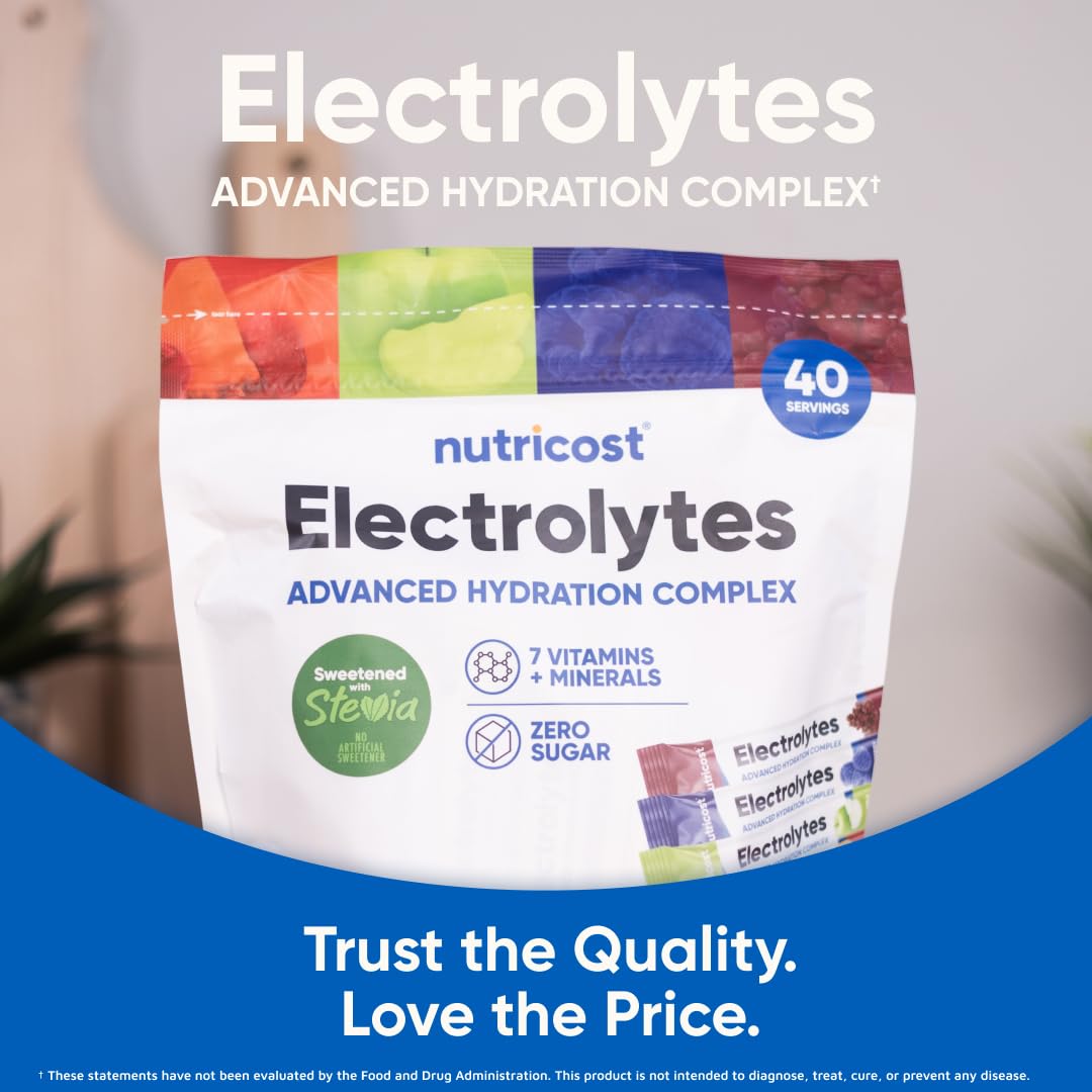 Nutricost Electrolytes Complex, Variety Pack Flavored, 40 Stickpacks - Advanced Hydration Complex - PrimeBioHealth - canada supplements