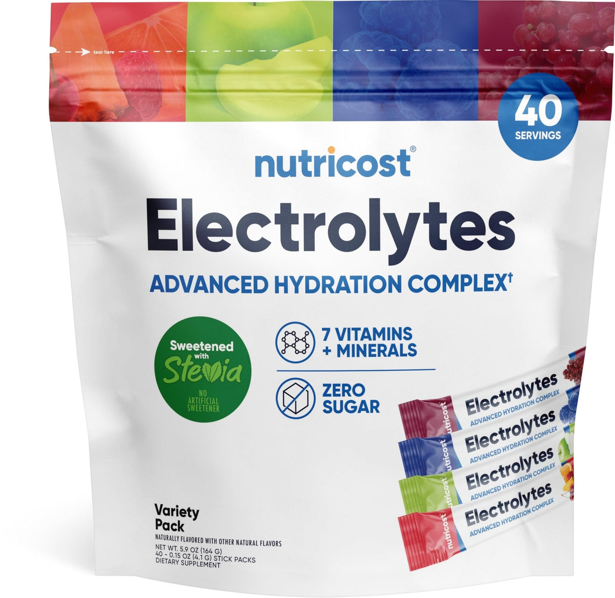Nutricost Electrolytes Complex, Variety Pack Flavored, 40 Stickpacks - Advanced Hydration Complex - PrimeBioHealth - canada supplements