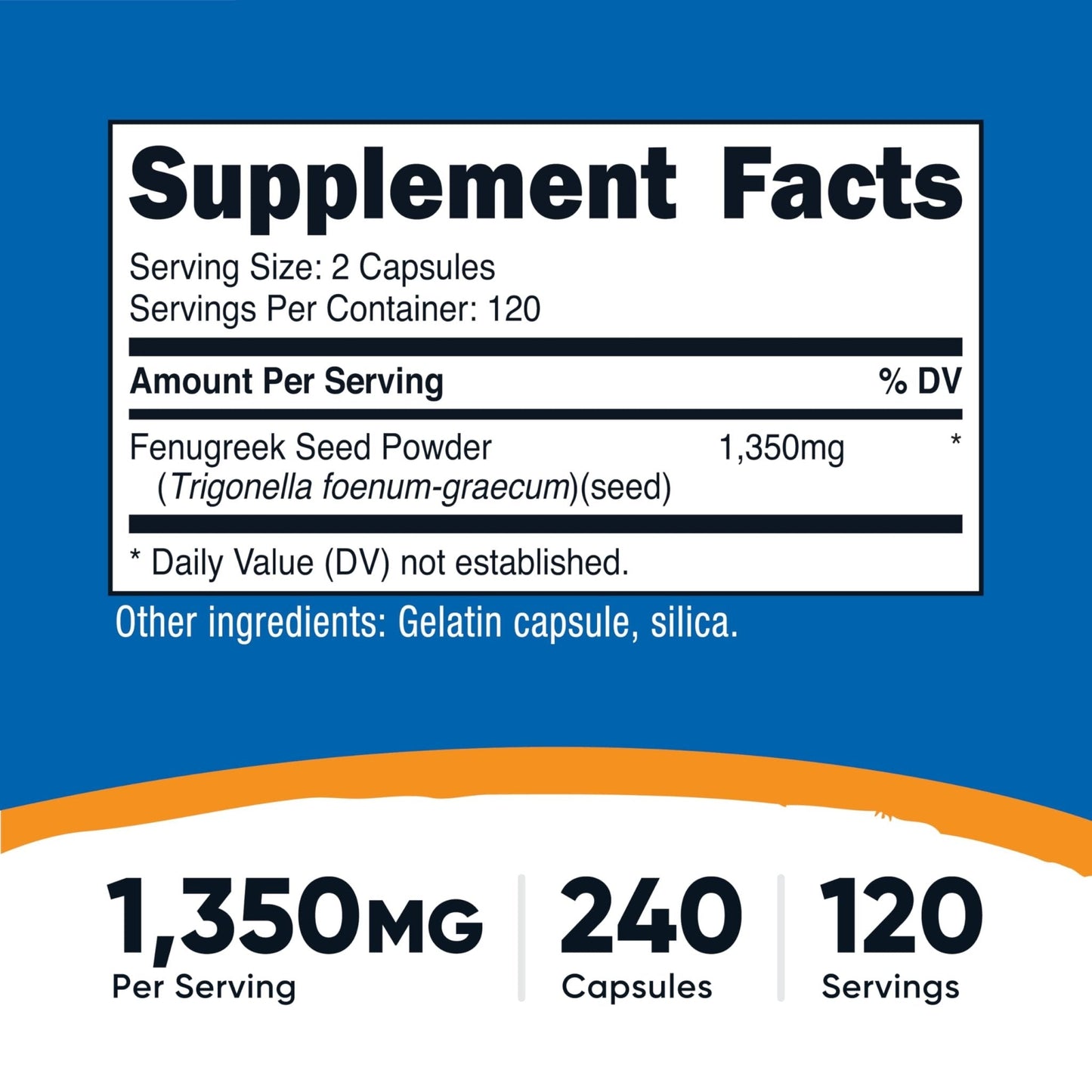 Nutricost Fenugreek Seed 1350mg, 240 Capsules - Gluten Free, Non-GMO, 675mg Per Capsule - PrimeBioHealth - canada supplements