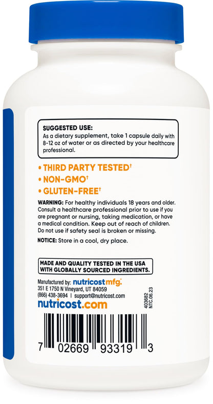 Nutricost Folic Acid (Vitamin B9) 1000 mcg, 240 Capsules - PrimeBioHealth - canada supplements