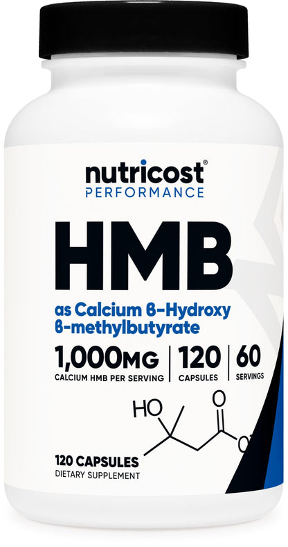 Nutricost HMB (Beta-Hydroxy Beta-Methylbutyrate) 1000mg (120 Capsules) - 500mg Per Capsule, 60 Servings - Gluten Free and Non-GMO - PrimeBioHealth - canada supplements