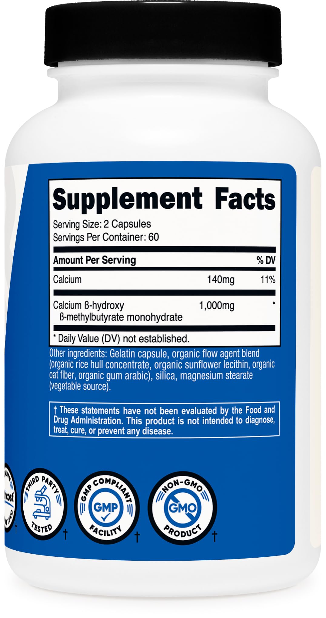 Nutricost HMB (Beta-Hydroxy Beta-Methylbutyrate) 1000mg (120 Capsules) - 500mg Per Capsule, 60 Servings - Gluten Free and Non-GMO - PrimeBioHealth - canada supplements
