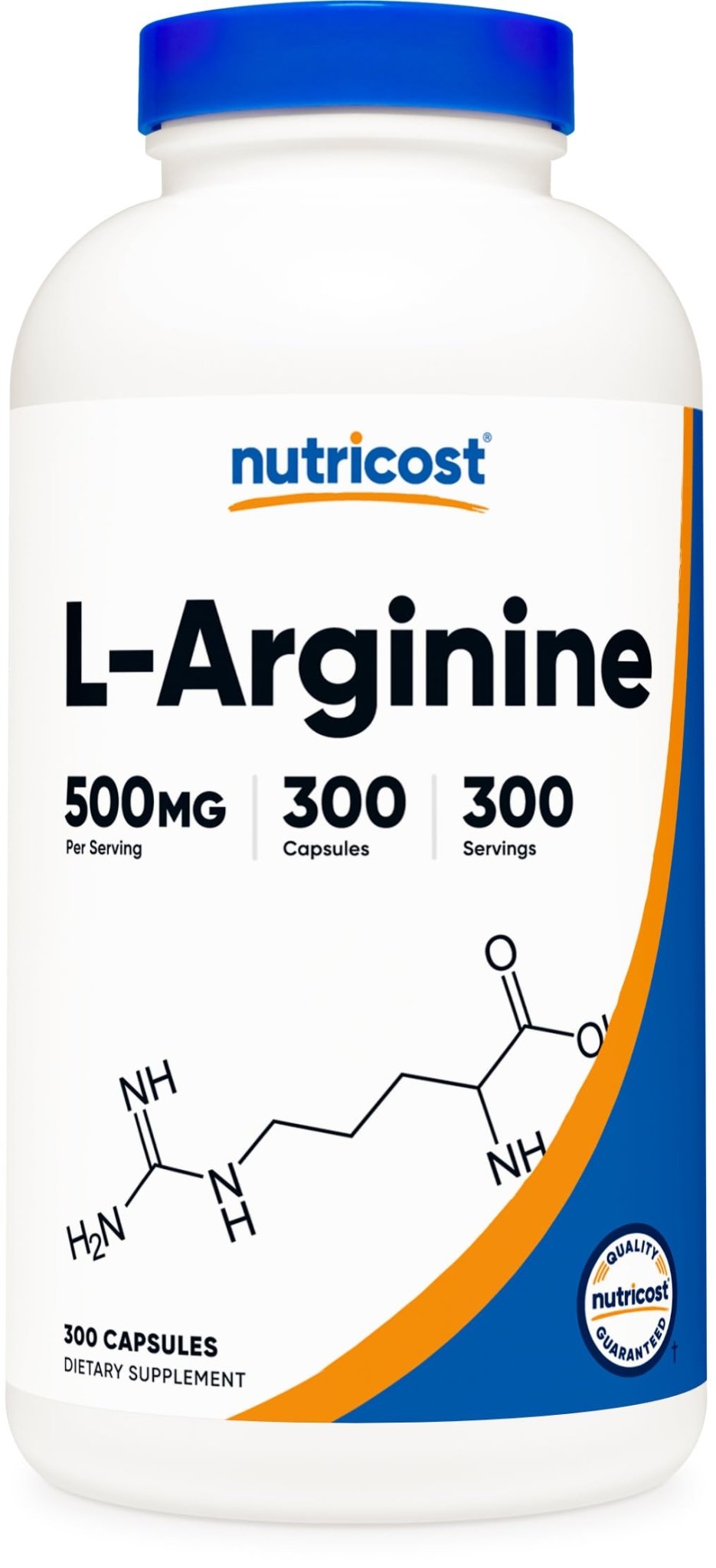 Nutricost L-Arginine 500mg, 300 Capsules - Gluten Free and Non-GMO - PrimeBioHealth - canada supplements