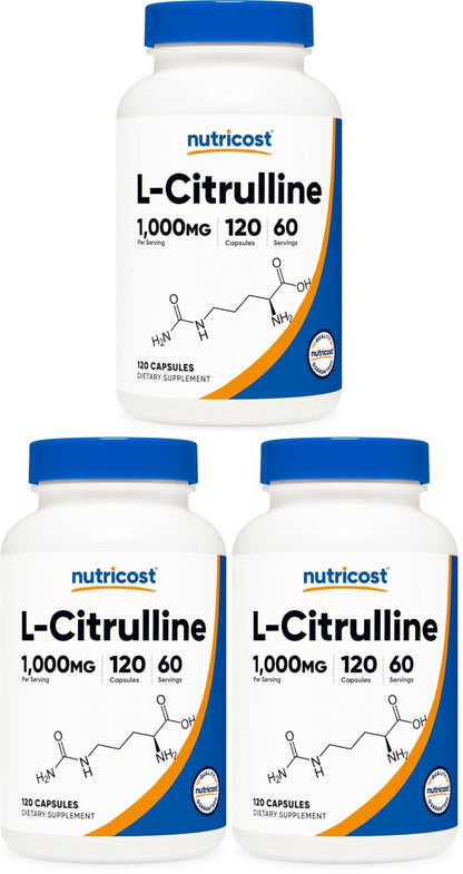 Nutricost L-Citrulline 1500mg, 180 Capsules - 750mg Per Capsule, Gluten Free, Non-GMO, Packaging May Vary - PrimeBioHealth - canada supplements
