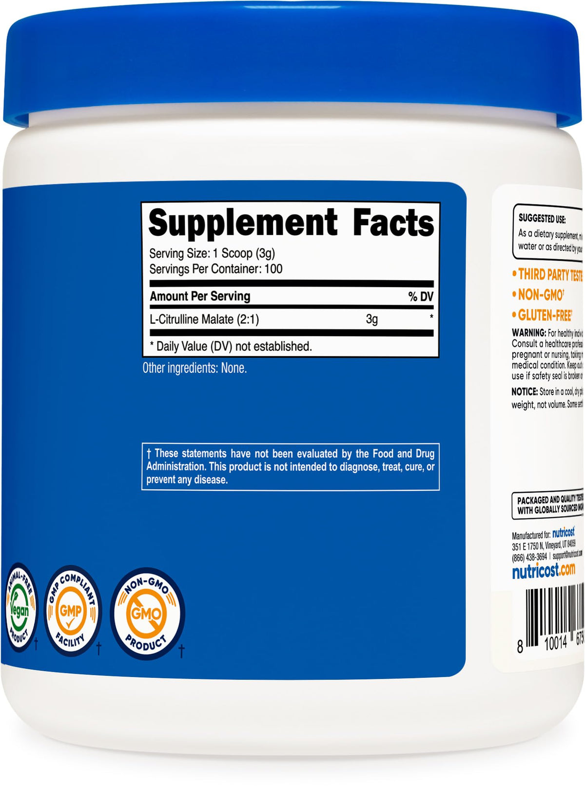 Nutricost L-Citrulline Malate (2:1) Powder (300 Grams) - PrimeBioHealth - canada supplements