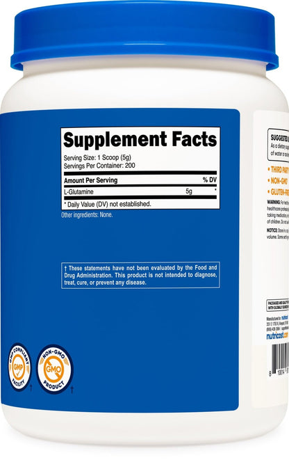 Nutricost L-Glutamine Powder (500 Grams) Unflavored - Gluten Free & Non-GMO, 100 Servings - PrimeBioHealth - canada supplements