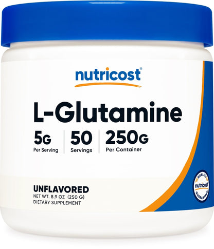 Nutricost L-Glutamine Powder (500 Grams) Unflavored - Gluten Free & Non-GMO, 100 Servings - PrimeBioHealth - canada supplements