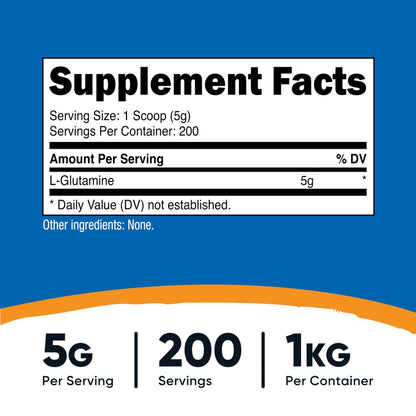 Nutricost L-Glutamine Powder (500 Grams) Unflavored - Gluten Free & Non-GMO, 100 Servings - PrimeBioHealth - canada supplements