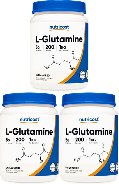 Nutricost L-Glutamine Powder (500 Grams) Unflavored - Gluten Free & Non-GMO, 100 Servings - PrimeBioHealth - canada supplements