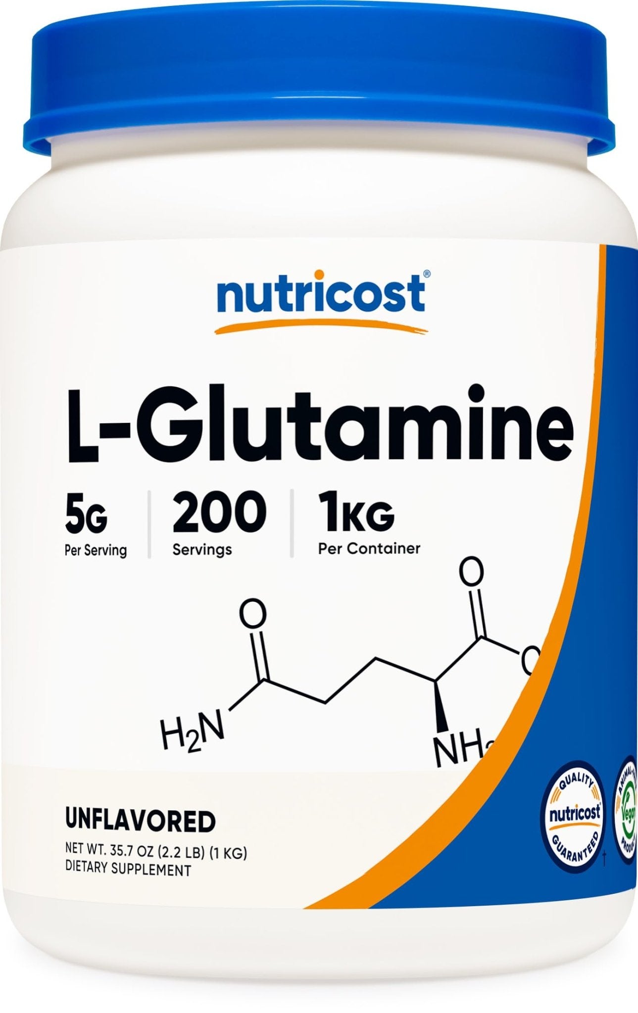 Nutricost L-Glutamine Powder (500 Grams) Unflavored - Gluten Free & Non-GMO, 100 Servings - PrimeBioHealth - canada supplements