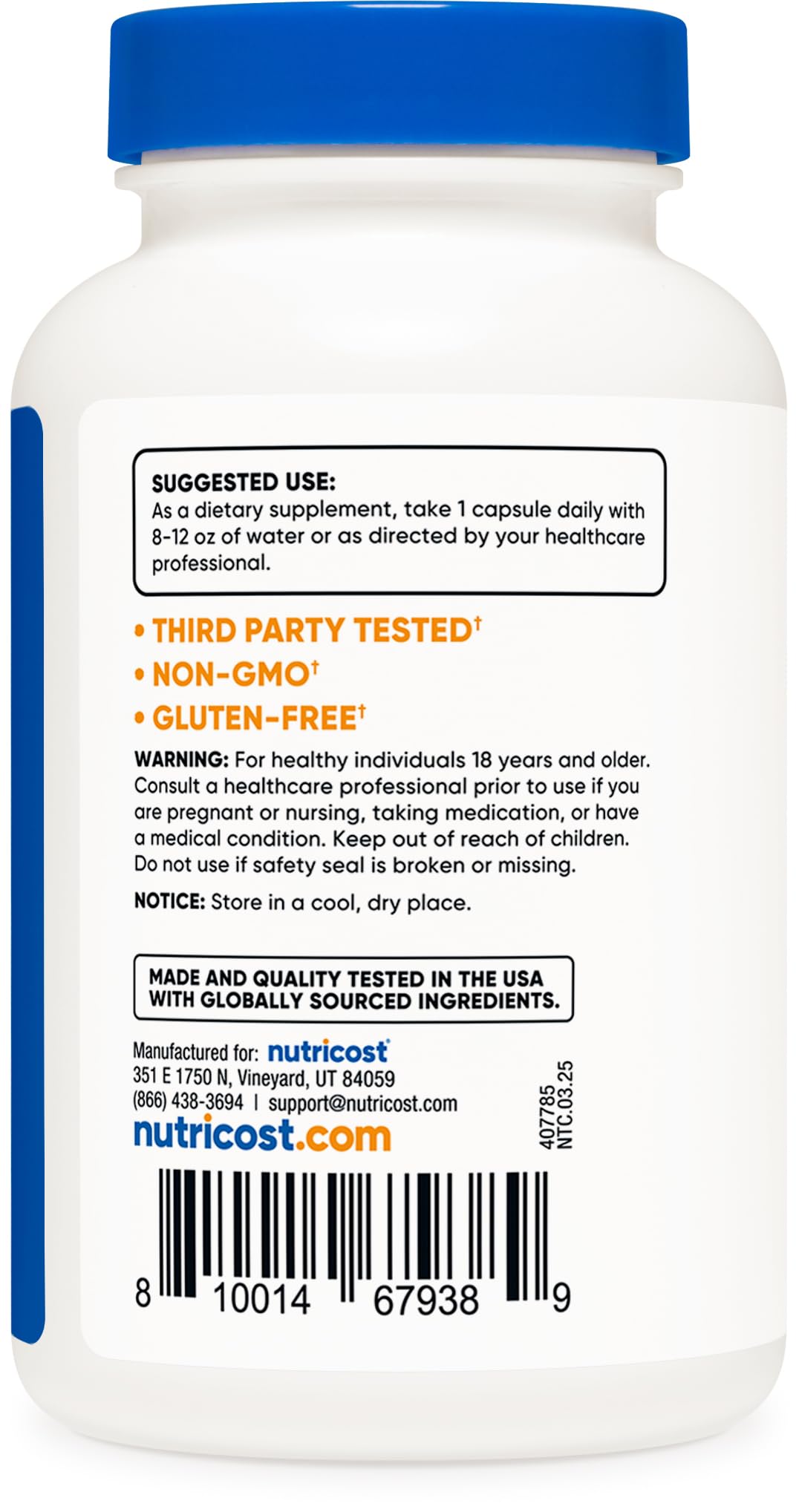Nutricost L-Tryptophan 500mg, 120 Capsules - with BioPerine, Gluten Free, Non-GMO - PrimeBioHealth - canada supplements