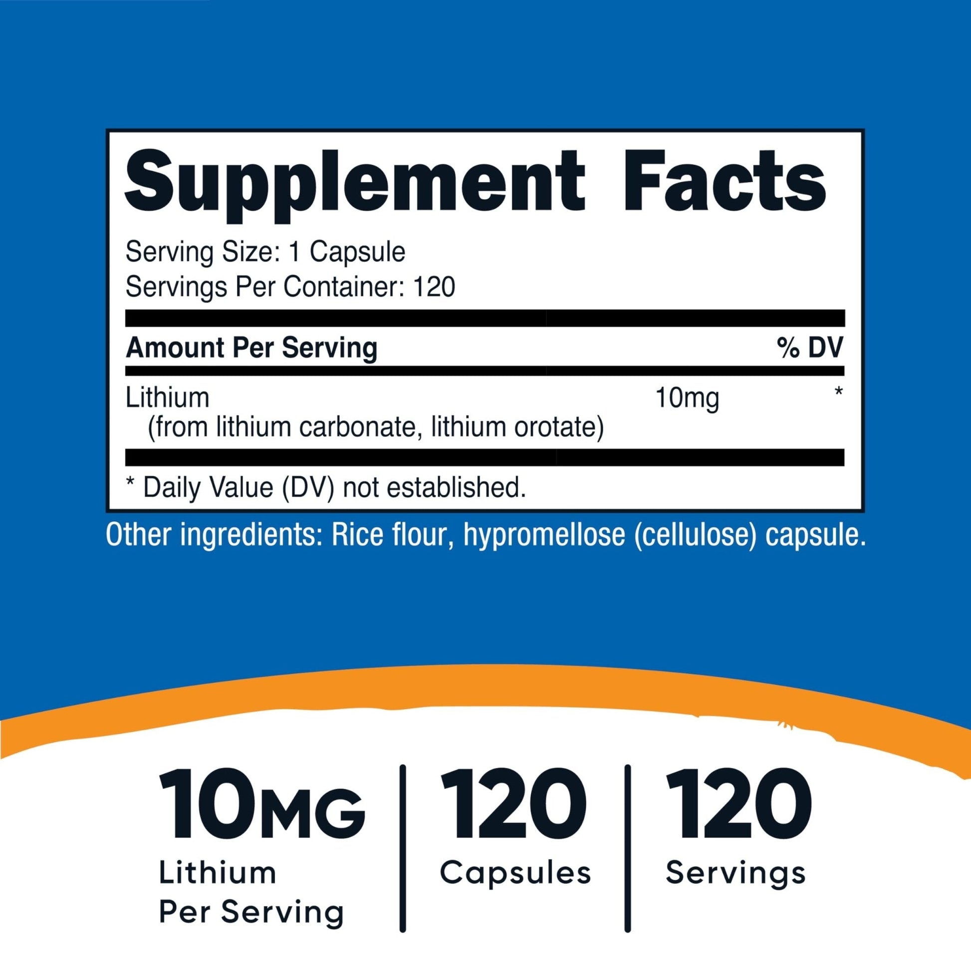 Nutricost Lithium Orotate (10mg) 120 Capsules - Vegan Lithium Supplement, GMO-Free, Gluten-Free - PrimeBioHealth - canada supplements