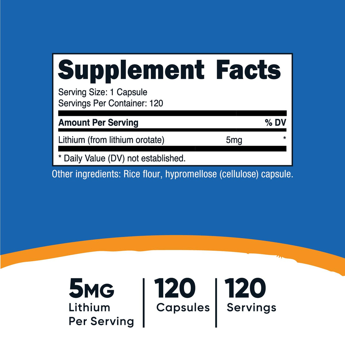 Nutricost Lithium Orotate 5mg, 120 Capsules - Veggie Caps, Non-GMO, Gluten Free - PrimeBioHealth - canada supplements