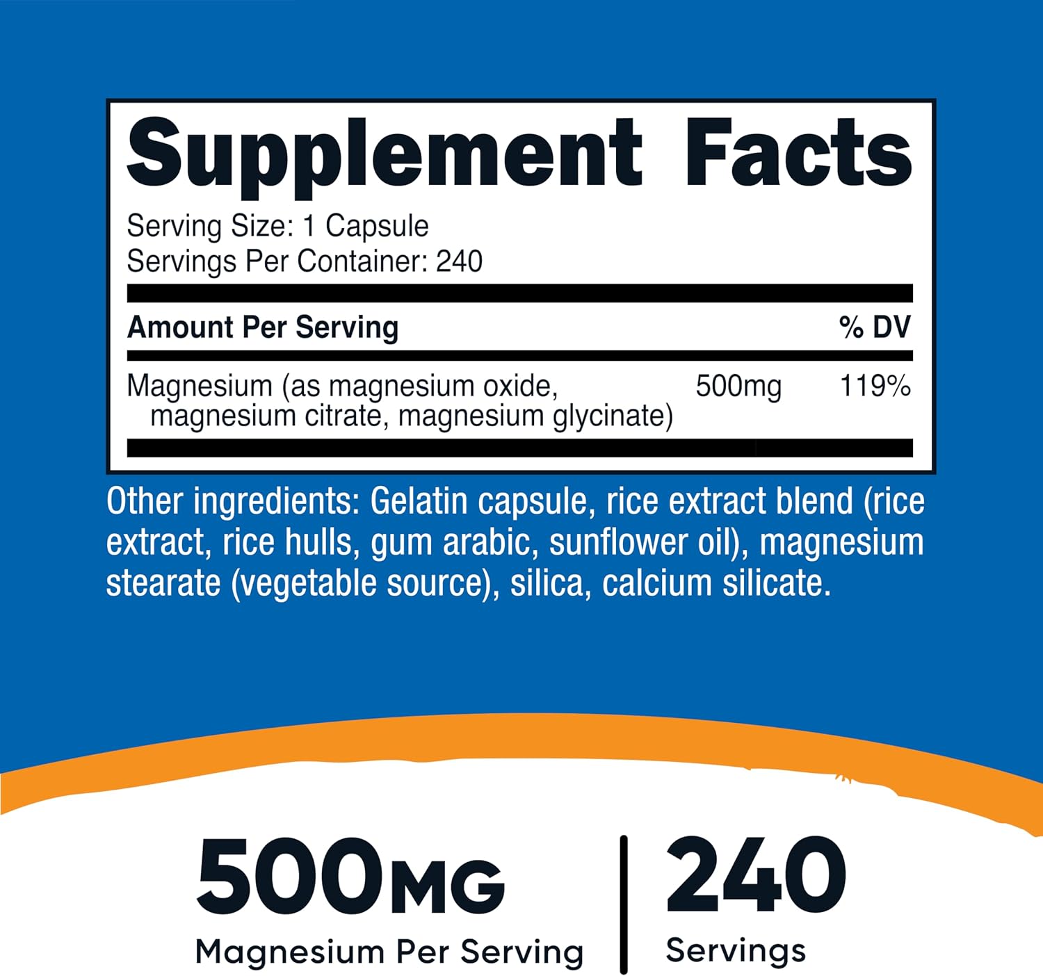Nutricost Magnesium Complex Extra Strength 500mg, 240 Capsules, Gluten Free | Magnesium Oxide, Citrate, and Glycinate, GMO-Free - PrimeBioHealth - canada supplements