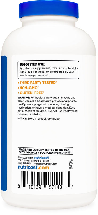 Nutricost Magnesium Glycinate Capsules, 180 Capsules, 210mg | Gentle Absorption, Magnesium Glycinate Supplement - PrimeBioHealth - canada supplements