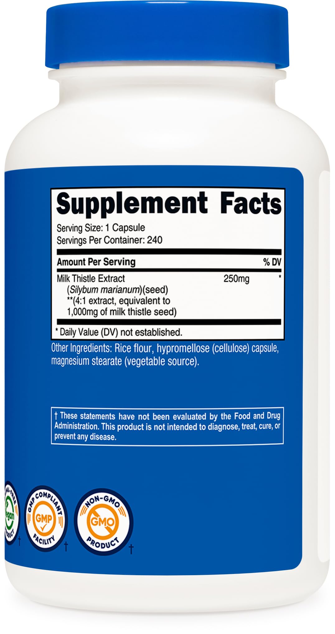 Nutricost Milk Thistle Extract 240 Capsules for 240 Servings Per Bottle - Vegan, GMO Free and Gluten Free - PrimeBioHealth - canada supplements