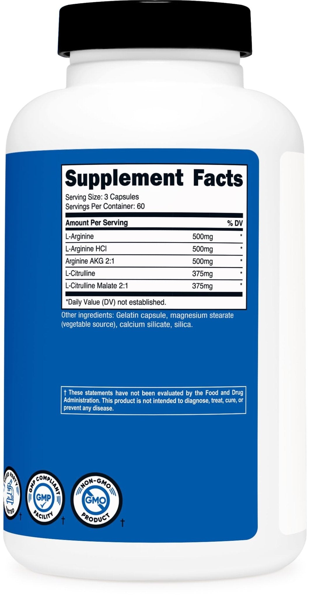 Nutricost Nitric Oxide Booster 2250mg, 180 Capsules - 750mg Per Casule, 60 Servings - Gluten Free and Non-GMO - PrimeBioHealth - canada supplements