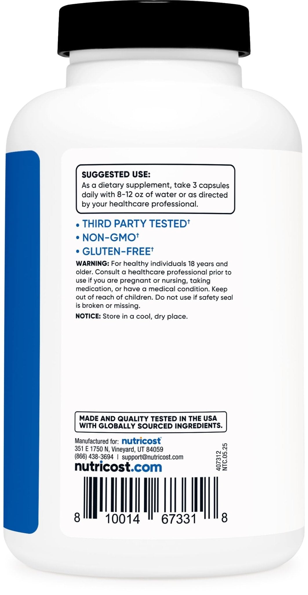 Nutricost Nitric Oxide Booster 2250mg, 180 Capsules - 750mg Per Casule, 60 Servings - Gluten Free and Non-GMO - PrimeBioHealth - canada supplements