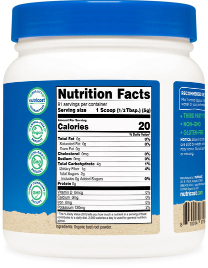 Nutricost Organic Beet Root Powder 1 LB - Vegan, Superfood, Certified USDA Organic - PrimeBioHealth - canada supplements