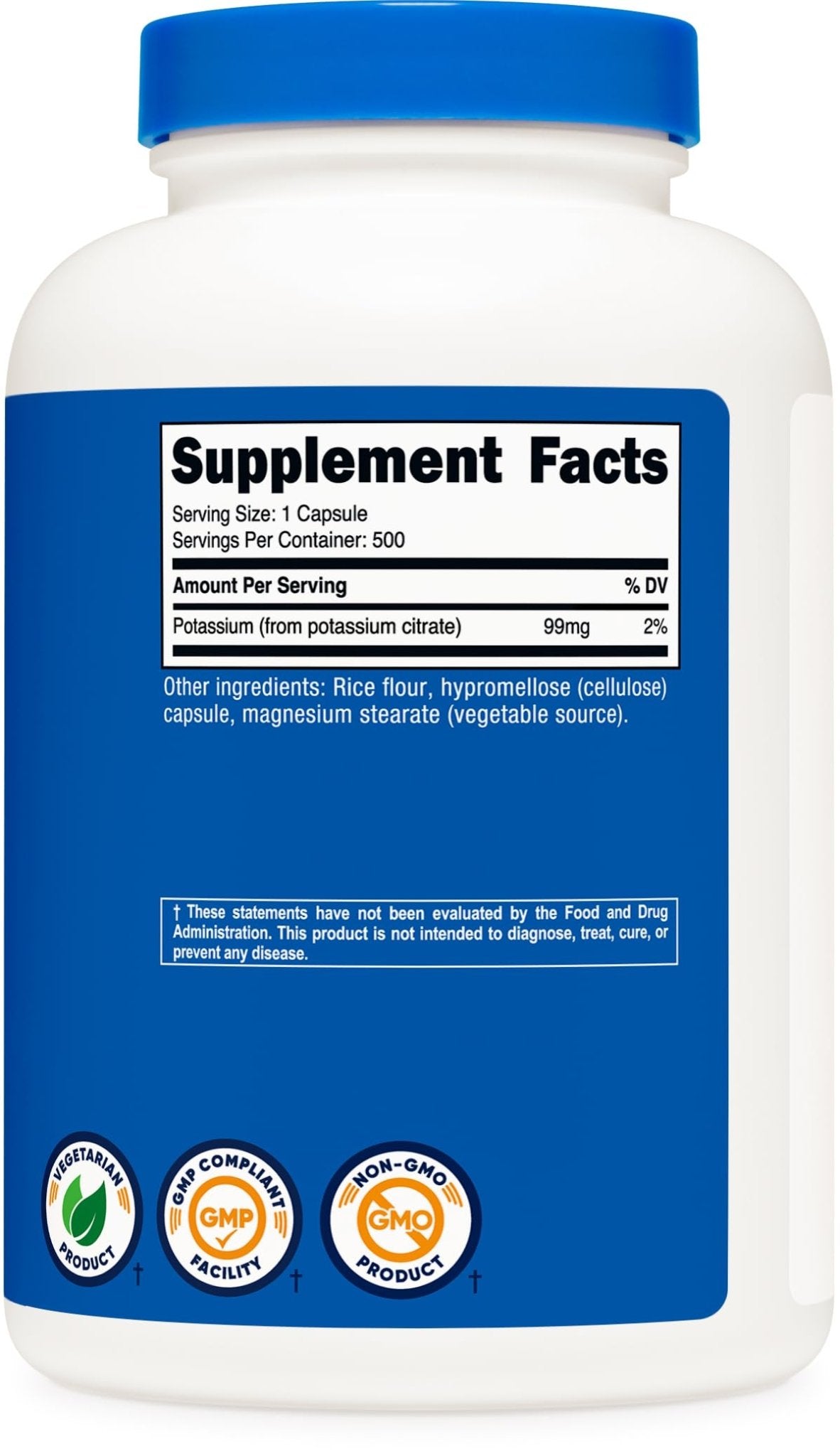 Nutricost Potassium Citrate 99mg, 500 Capsules - PrimeBioHealth - canada supplements