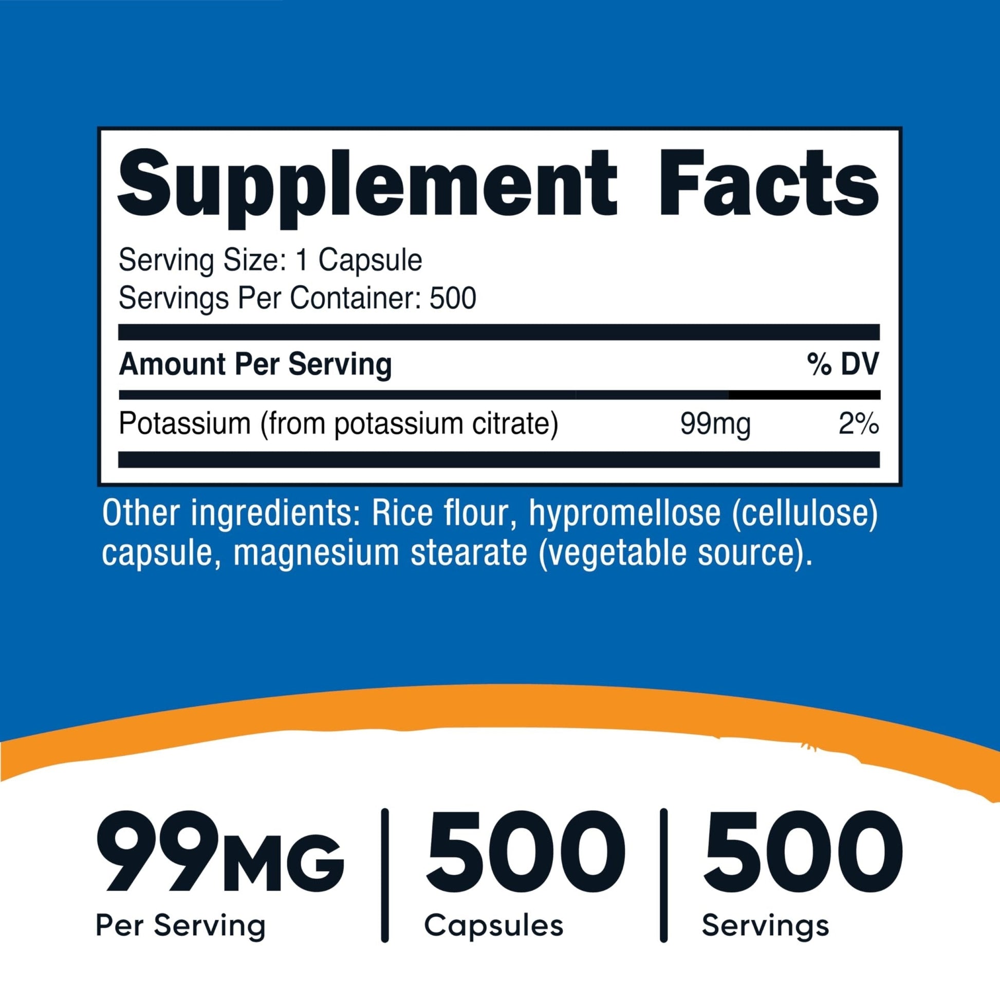 Nutricost Potassium Citrate 99mg, 500 Capsules - PrimeBioHealth - canada supplements