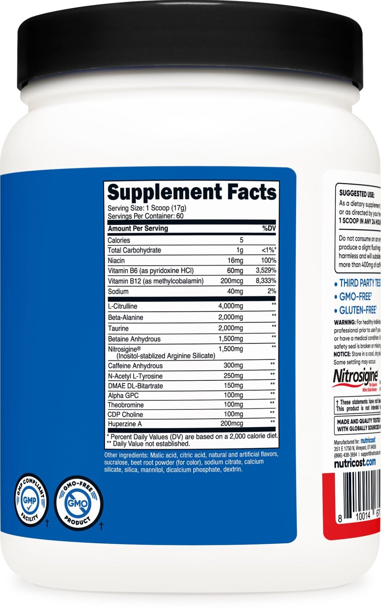 Nutricost Pre-X Xtreme Pre-Workout Complex Powder, Fruit Punch, 60 Servings, Vegetarian, Non-GMO and Gluten Free - PrimeBioHealth - canada supplements