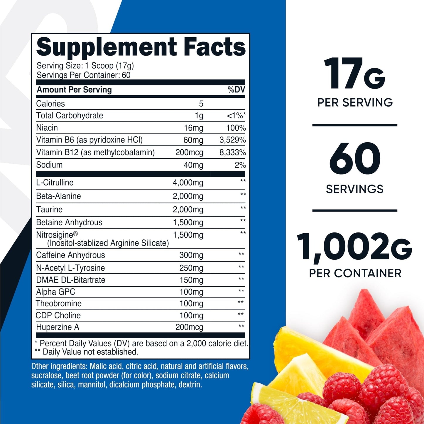 Nutricost Pre-X Xtreme Pre-Workout Complex Powder, Fruit Punch, 60 Servings, Vegetarian, Non-GMO and Gluten Free - PrimeBioHealth - canada supplements
