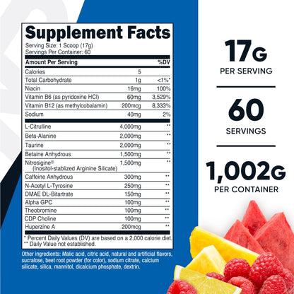 Nutricost Pre-X Xtreme Pre-Workout Complex Powder, Fruit Punch, 60 Servings, Vegetarian, Non-GMO and Gluten Free - PrimeBioHealth - canada supplements