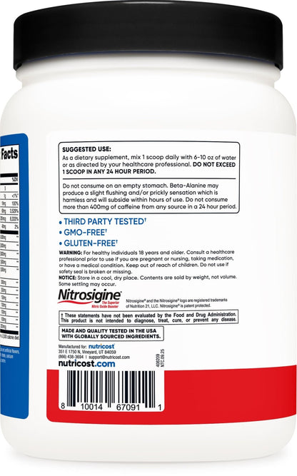 Nutricost Pre-X Xtreme Pre-Workout Complex Powder, Fruit Punch, 60 Servings, Vegetarian, Non-GMO and Gluten Free - PrimeBioHealth - canada supplements