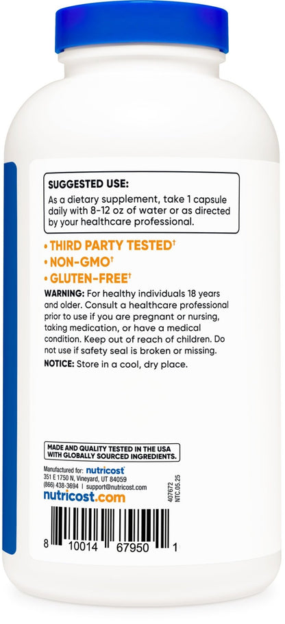 Nutricost Taurine 1000mg, 400 Capsules - PrimeBioHealth - canada supplements