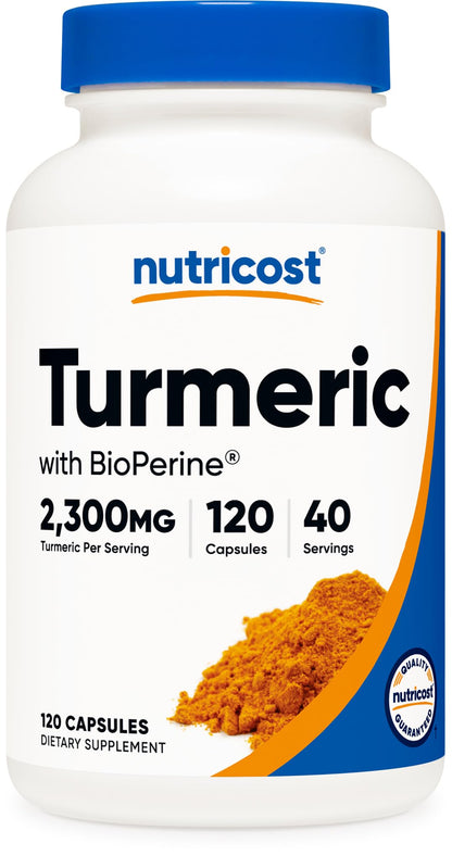 Nutricost Turmeric Curcumin with BioPerine and 95% Curcuminoids, 2300mg, 120 Capsules, Veggie Capsules, 767mg Per Cap, 40 Servings, Gluten Free, Non-GMO - PrimeBioHealth - canada supplements