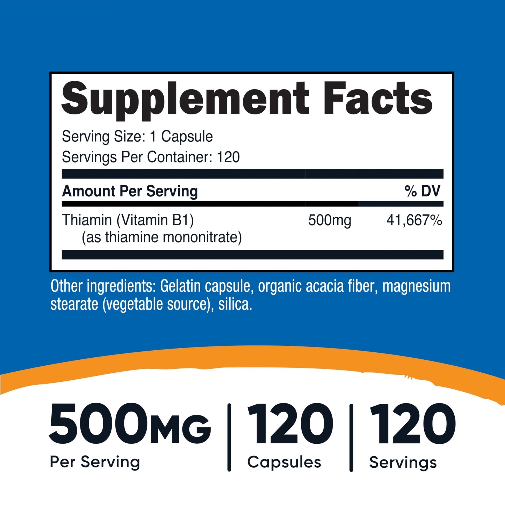 Nutricost Vitamin B1 (Thiamine) 500mg, 120 Capsules - PrimeBioHealth - canada supplements