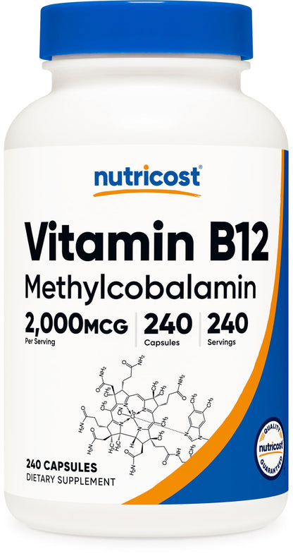 Nutricost Vitamin B12 (Methylcobalamin) 2000mcg, 240 Capsules - Vegetarian Caps, Non-GMO, Gluten Free B12 Supplement - PrimeBioHealth - canada supplements
