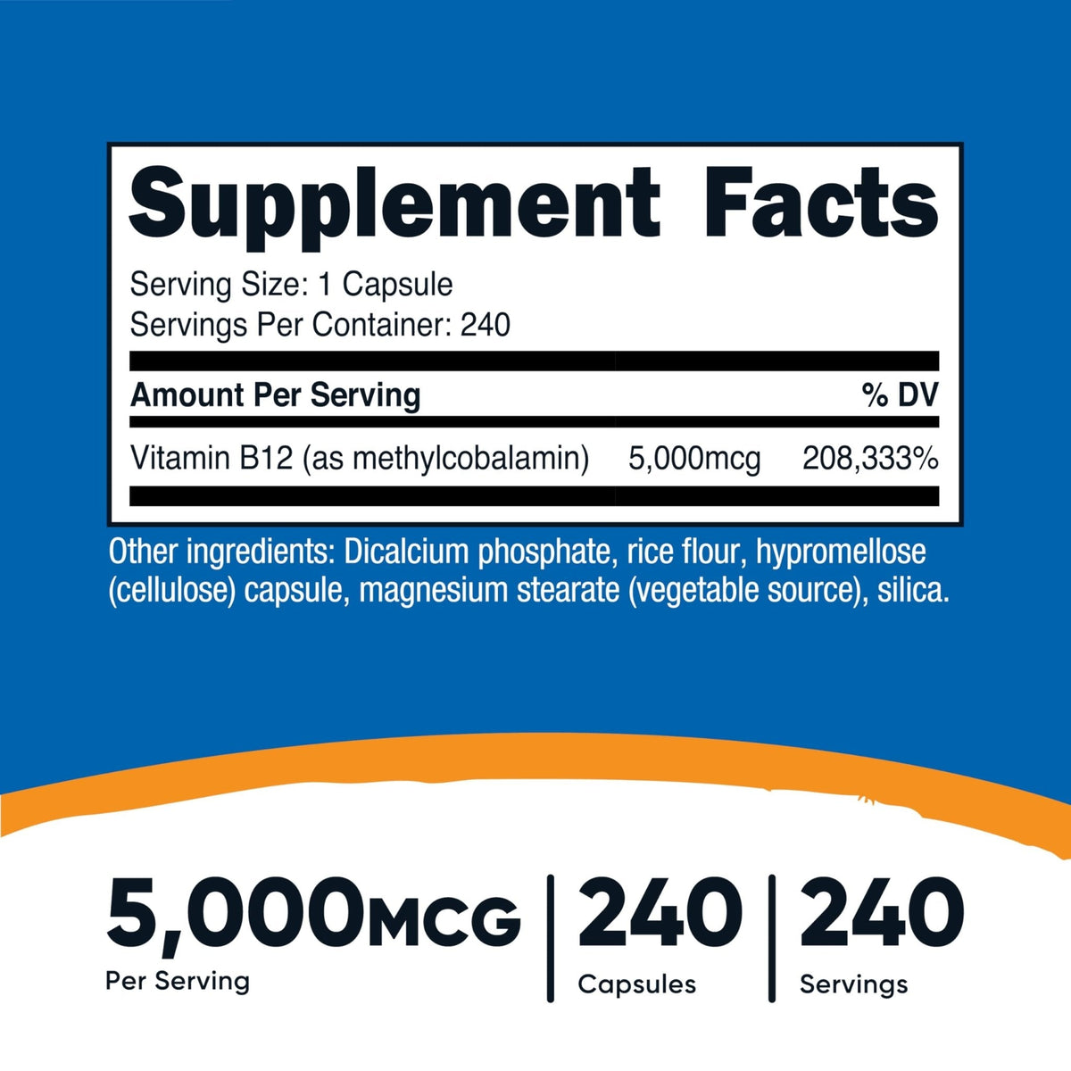 Nutricost Vitamin B12 (Methylcobalamin) 5000mcg, 240 Capsules - Vegetarian Caps, Non-GMO, Gluten Free B12 Supplement - PrimeBioHealth - canada supplements