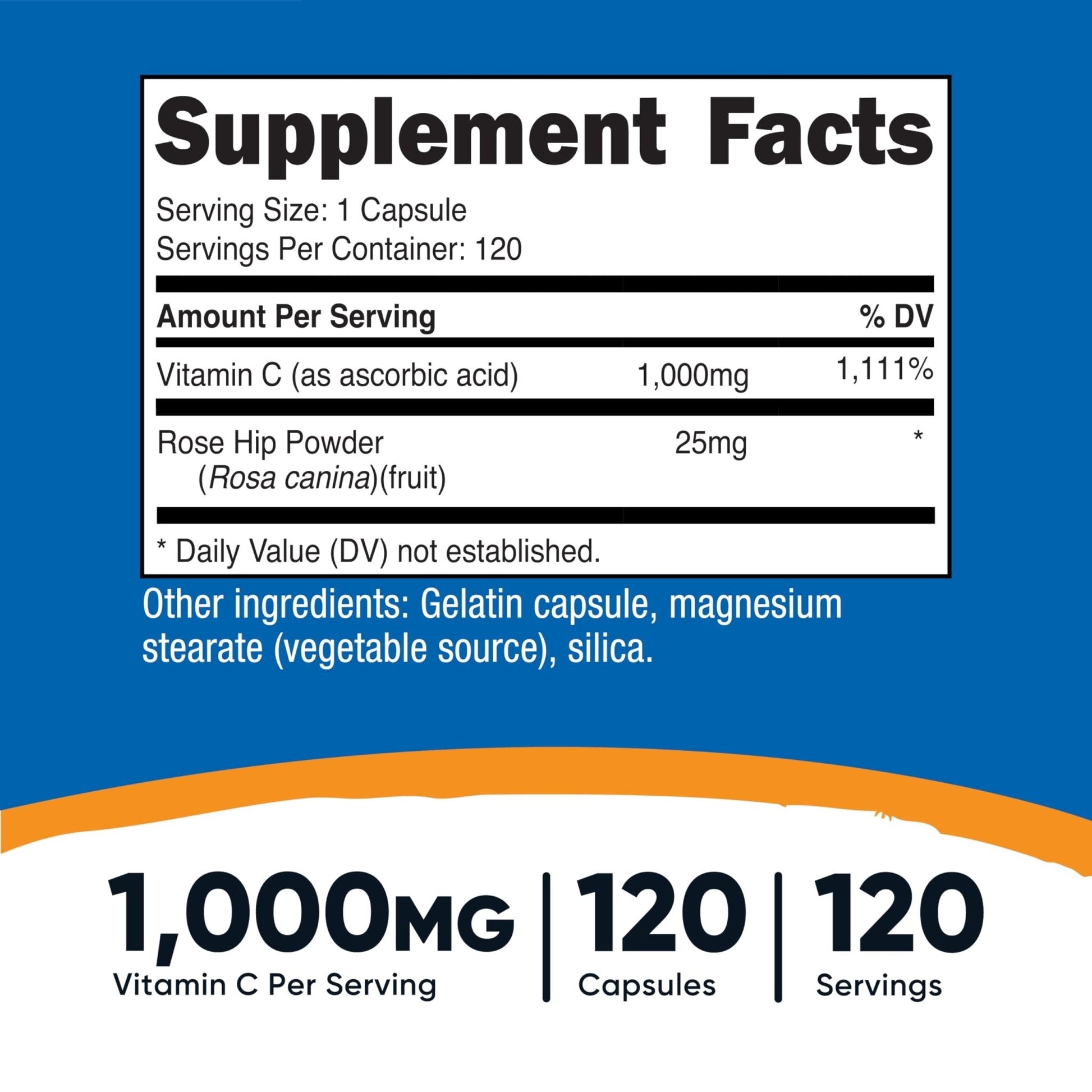 Nutricost Vitamin C with Rose Hips 1025mg, 240 Capsules, Gluten Free | Vitamin C 1,000mg, Rose Hips 25mg, GMO-Free - PrimeBioHealth - canada supplements