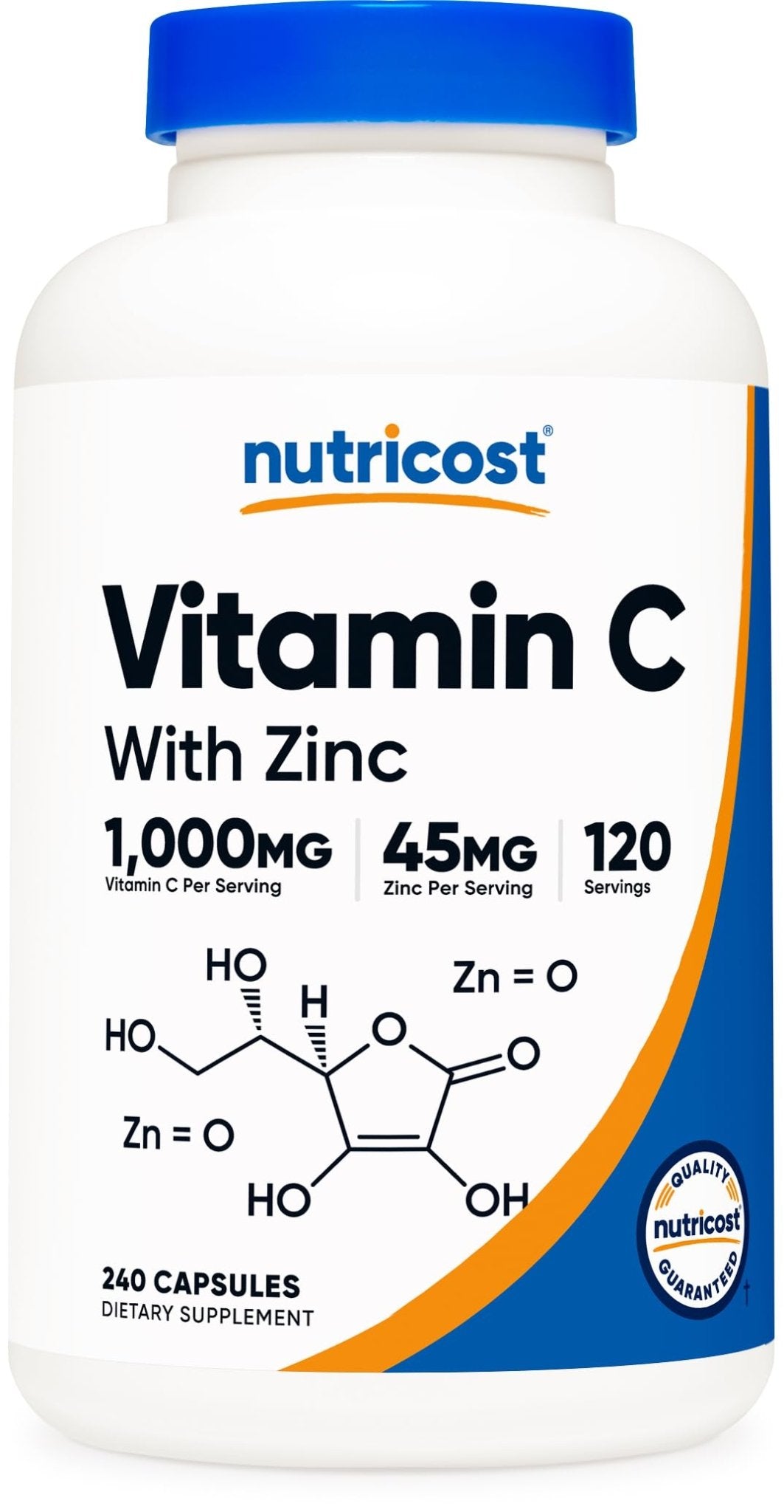 Nutricost Vitamin C with Zinc Capsules, 120 Servings - 1000mg, 45mg Zinc, Non-GMO, Gluten Free Vitamin C Supplement - PrimeBioHealth - canada supplements