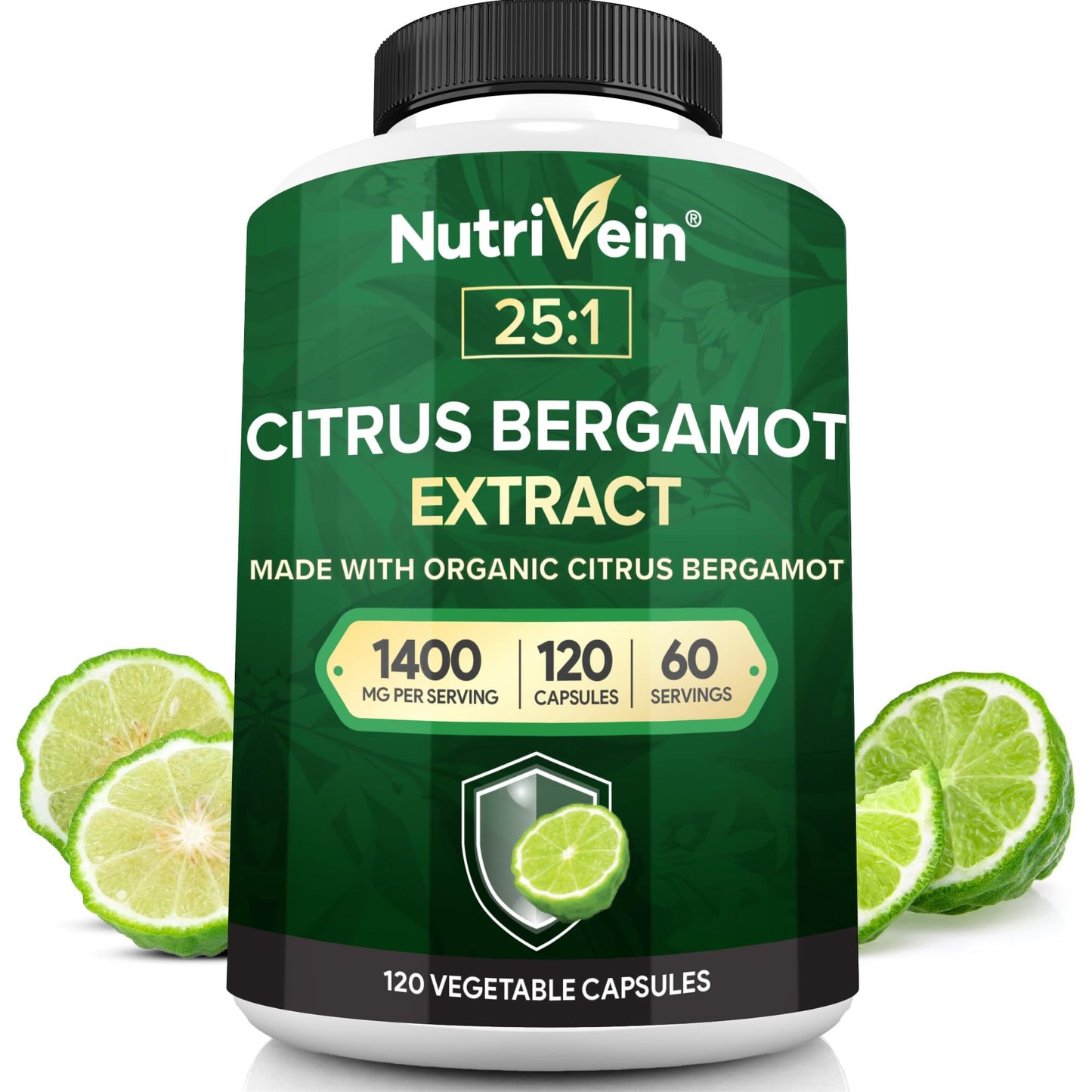 Nutrivein Premium Citrus Bergamot Supplement 1400mg 25:1 Bergamia Extract - 60 Day Supply (120 Capsules): Powerful Italian Citrus Bergamot 1400 mg+ - PrimeBioHealth - canada supplements