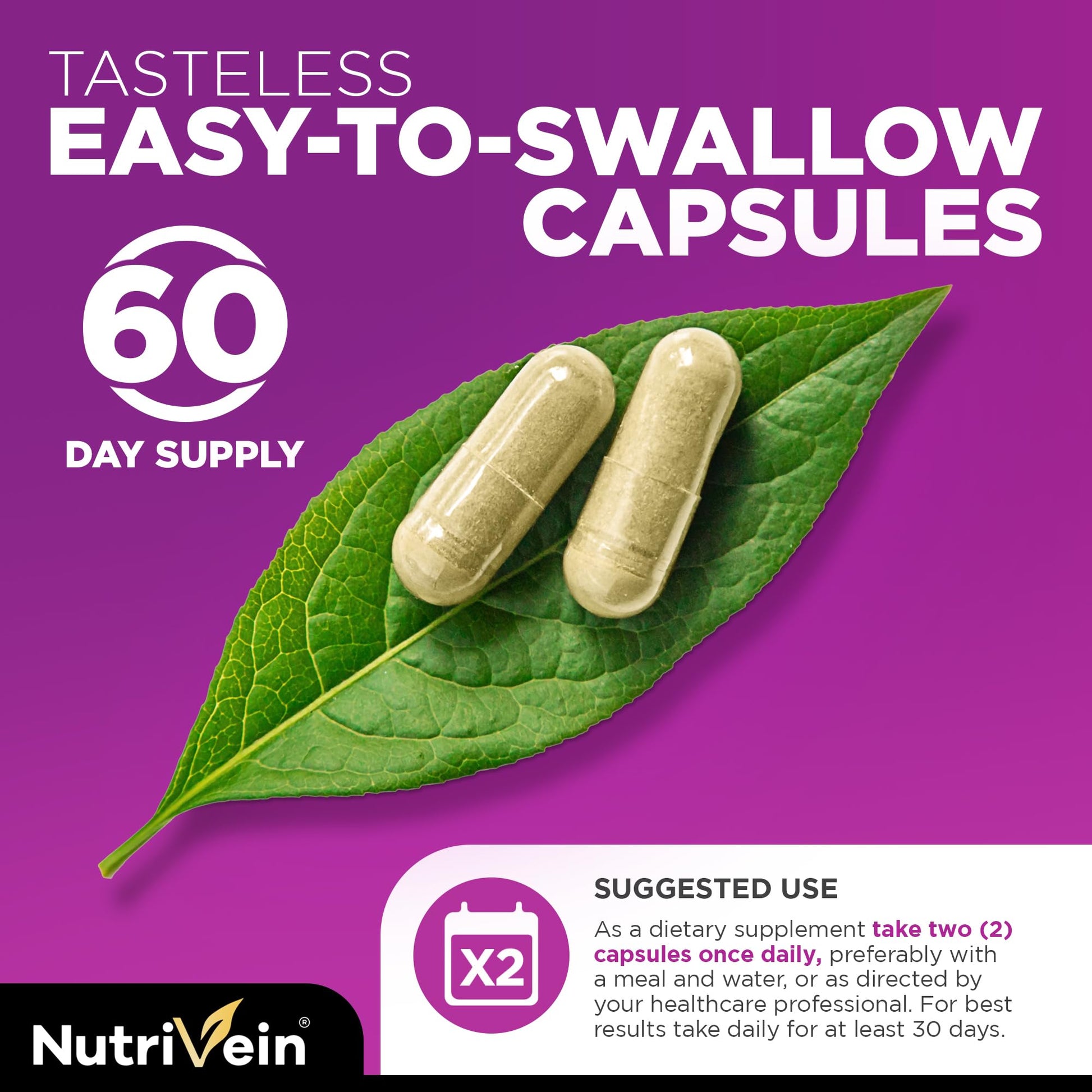 Nutrivein Premium Resveratrol 1450mg - 120 Caps: Pure Trans Resveratrol Supplement Enhanced with Green Tea Leaf & Acai Berry - PrimeBioHealth - canada supplements