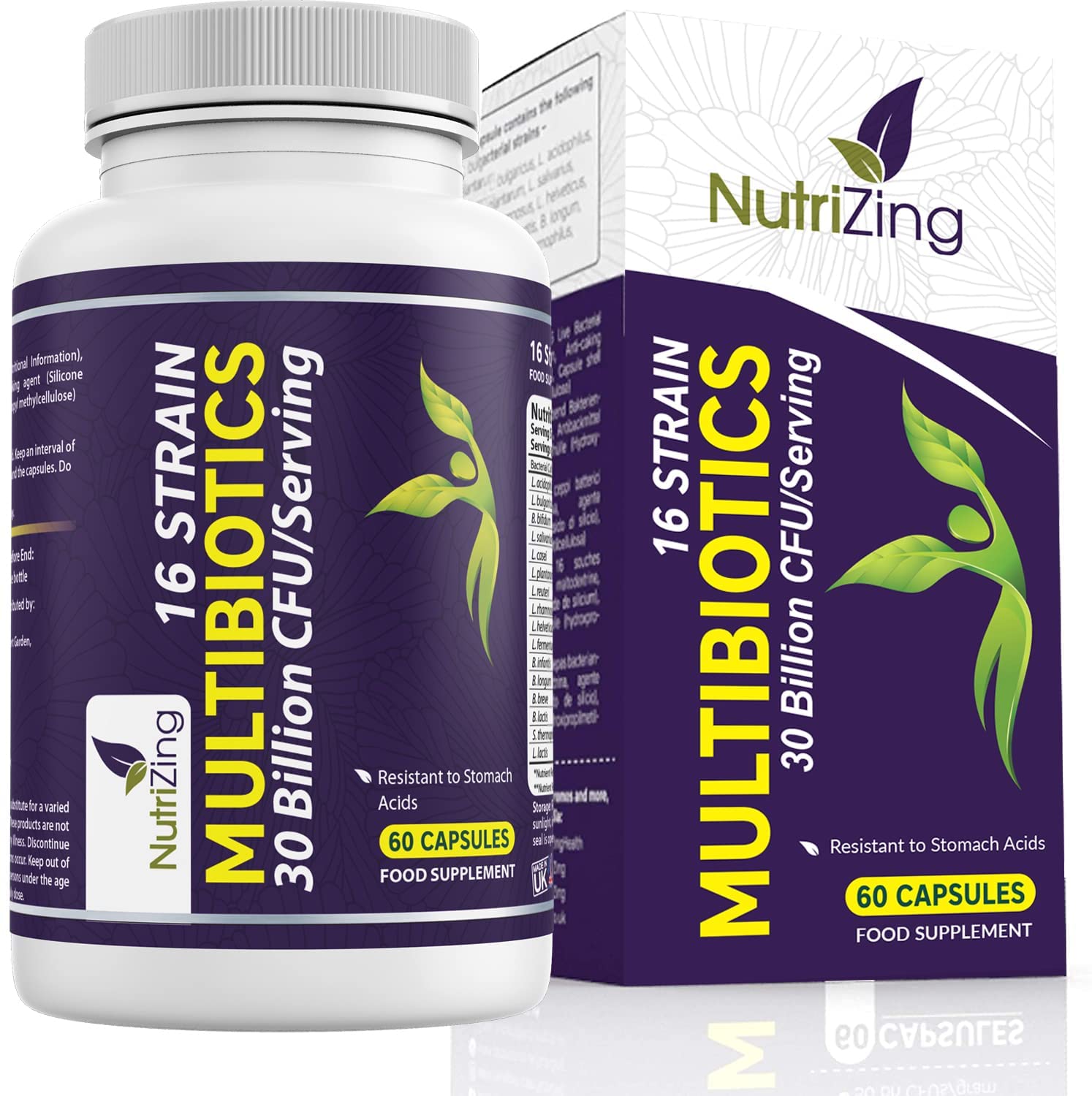 NutriZing Vegan Probiotics for Digestive Health - 30 Billion CFU & 16 strains - Bifidobacterium & Lactobacillus Probiotics for Men & Women - PrimeBioHealth - canada supplements