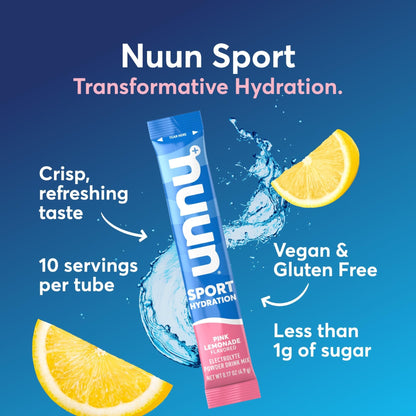 Nuun Sport Electrolyte Powder Packets with Magnesium, Calcium, Potassium, Chloride, and Sodium, Hydration Packets for On-the-Go, Pink Lemonade Flavor, Gluten Free & Vegan, - PrimeBioHealth - canada supplements