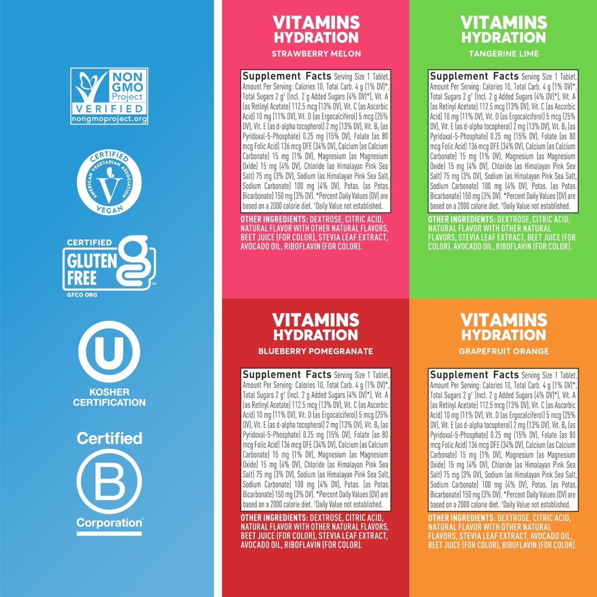 Nuun Vitamins Electrolyte Tablets with Vitamin D, C, E, A, & B6, Folic Acid, Magnesium & 4 Other Essential Electrolytes, Gluten Free & Vegan - PrimeBioHealth - canada supplements