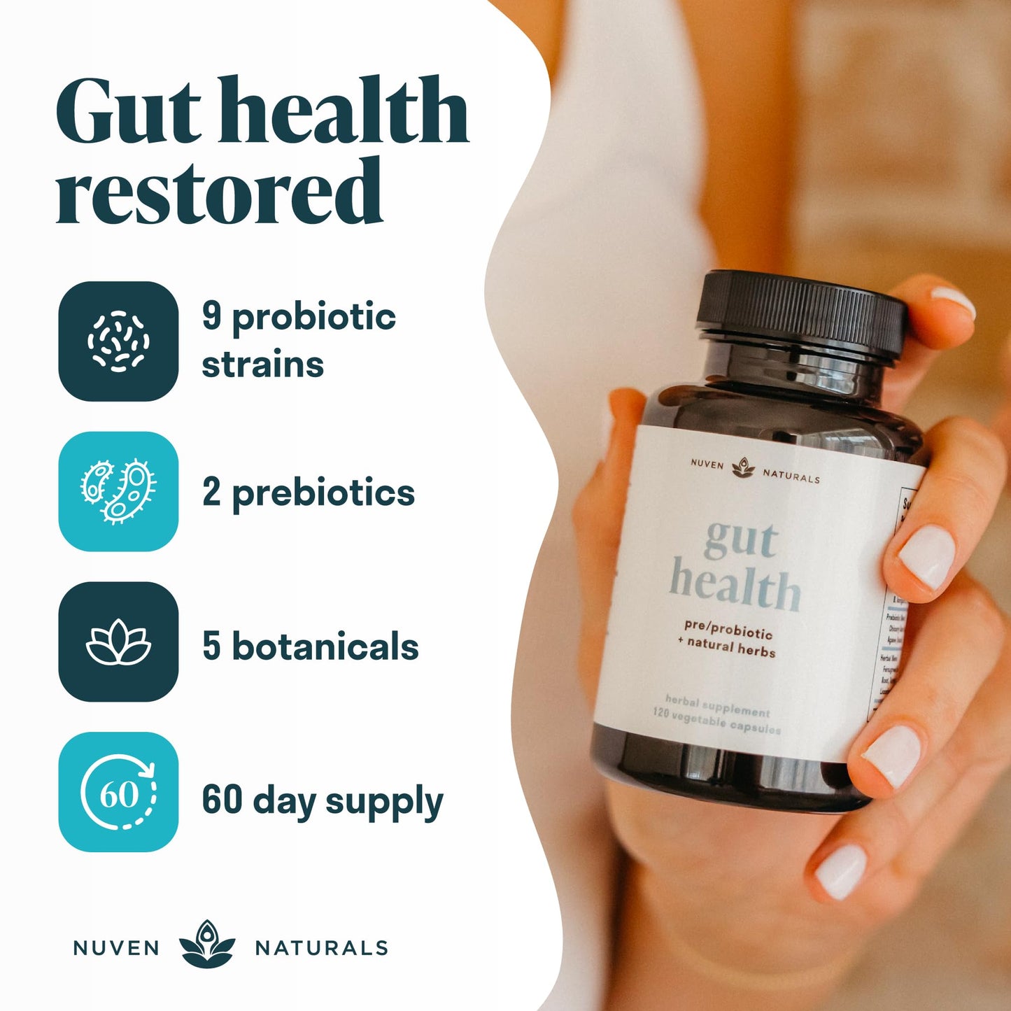 Nuven Naturals All-in-One Gut Health w/Probiotics, Prebiotics, Digestion-Supporting Herbs - PrimeBioHealth - canada supplements